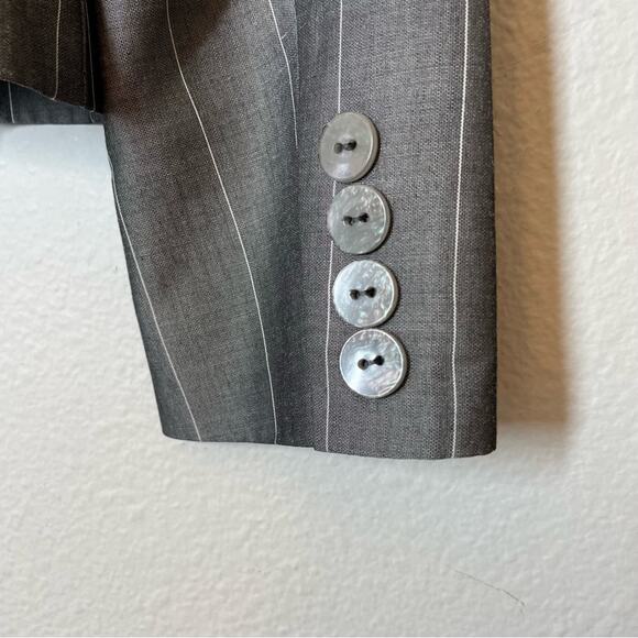 Talbots Blazer Gray Pinstripe Viscose 
Mohair Wool Blend 2P Petite - Picture 5 of 7